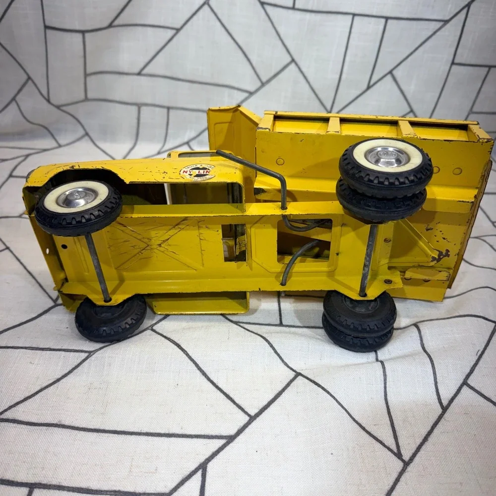 Ny-Lint Ford Dump Truck OS Yellow Vintage Pressed Steel Toy No. 1600